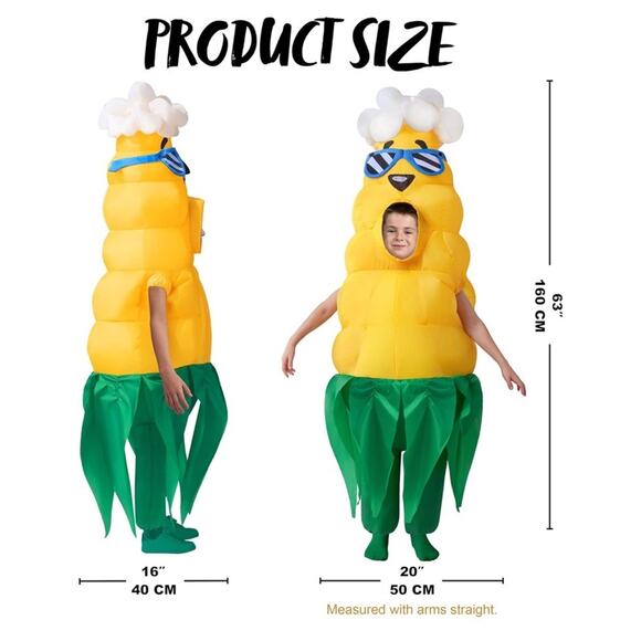 NWT KIDS HALLOWEEN Popcorn Corn Inflatable COSTUME Suit Ages 7-10 SPOOKTACULAR - Picture 1 of 7
